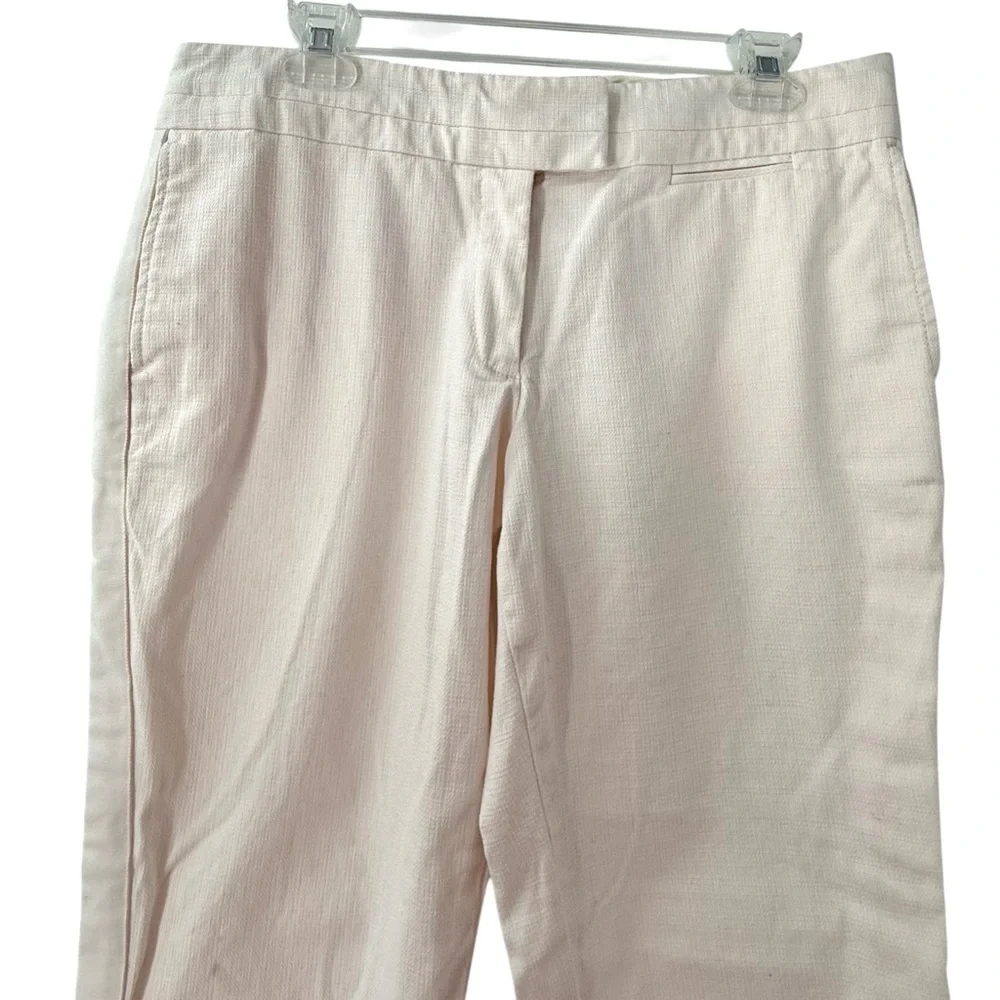 Tory Burch Pinky Ivory Stretch Cotton Ankle Pants Sz 10 Tailored Cropped Trouser